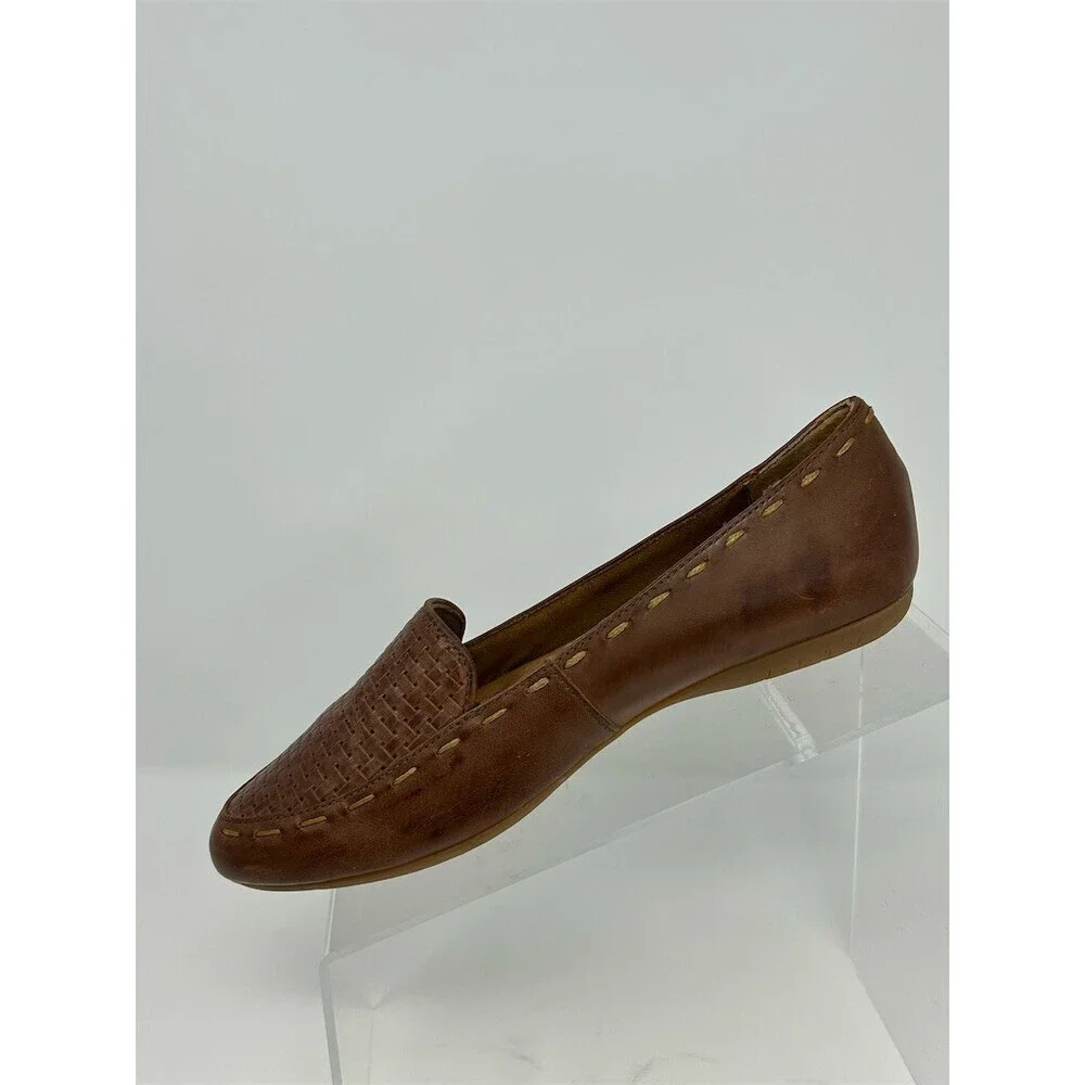 Born Womens Loafers Brown Woven Vamp Slip-On Driving Moc Flats Size 7.5